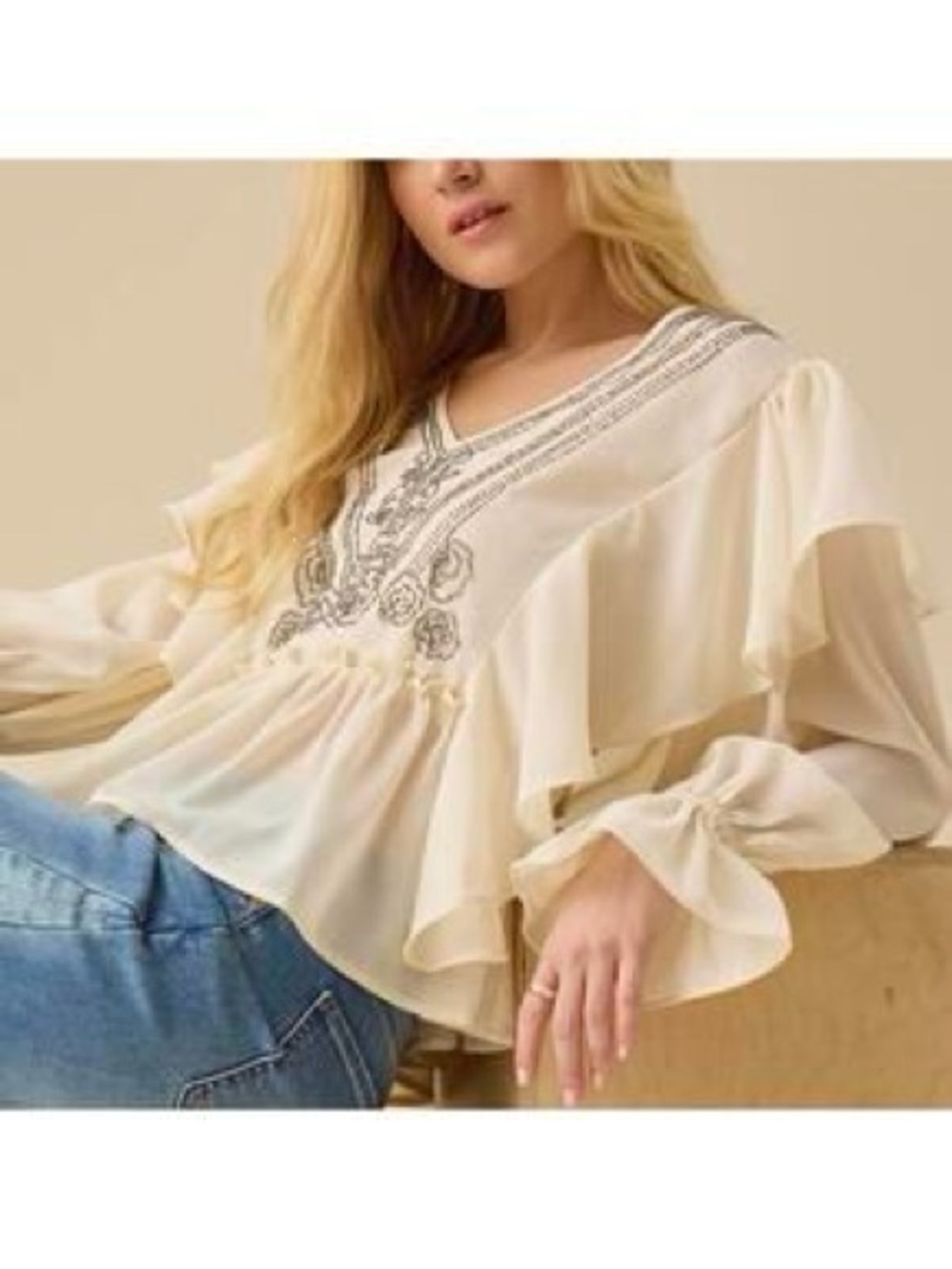 Altar'd State Paloma chiffon beaded top